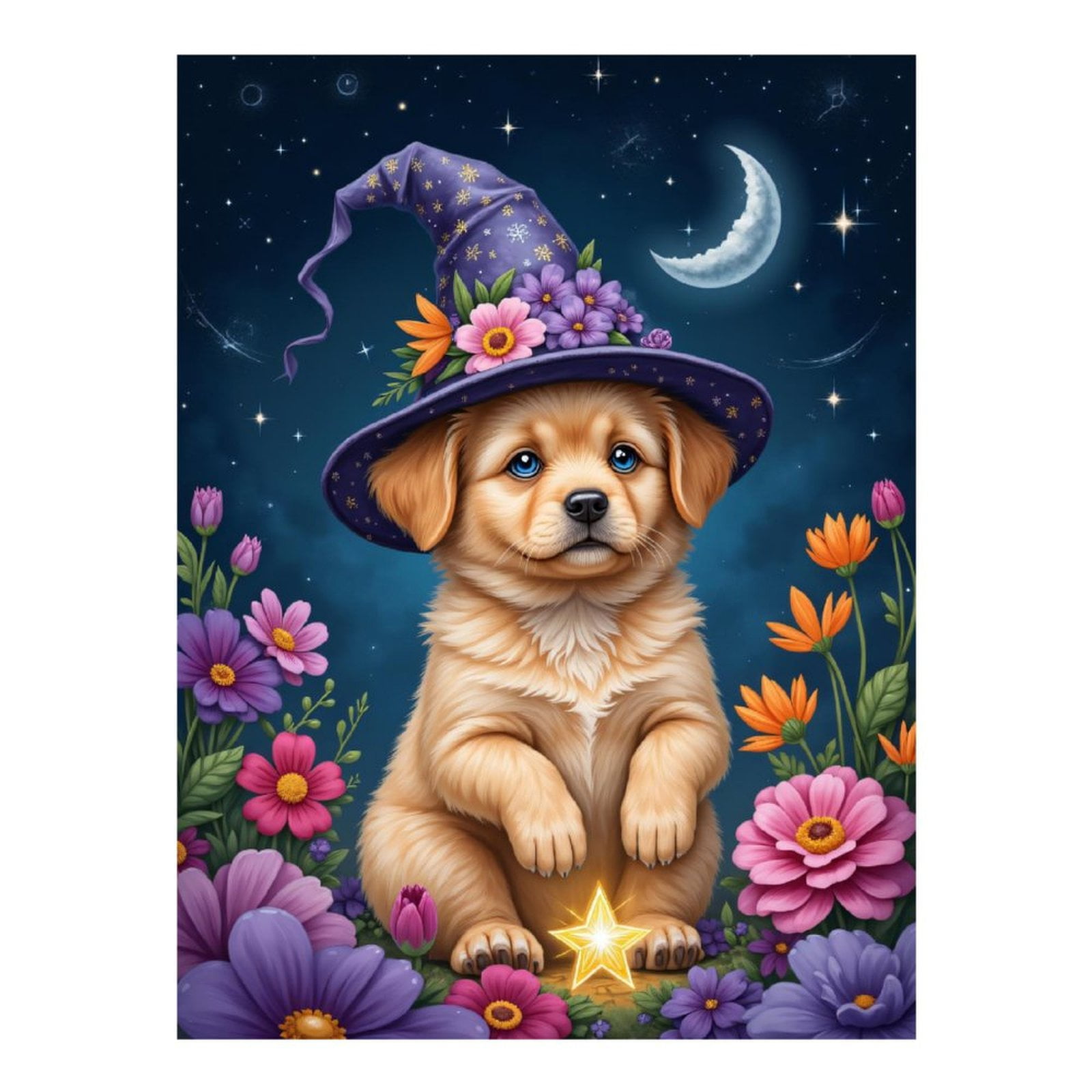 Diamond Art Kits for Adults - 5d Puppy Wizard Starry Night Diamond Painting for Adults, Diamond Art for Adults Beginners, Diamond Painting Kits for Adults for Home Wall Decor
