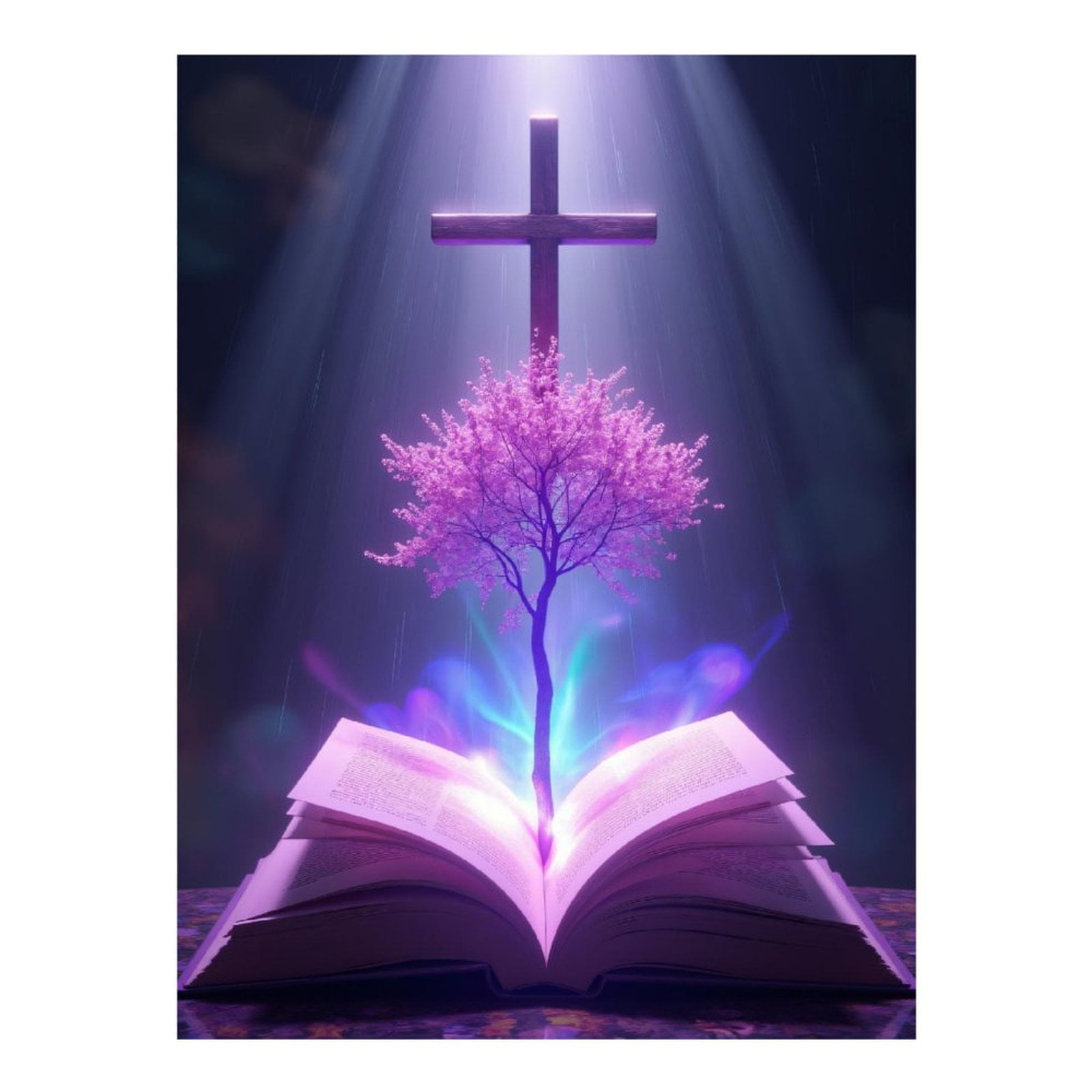 Diamond Art Kits for Adults - 5d Purple Tree Light Cross Diamond Painting for Adults, Diamond Art for Adults Beginners, Diamond Painting Kits for Adults for Home Wall Decor