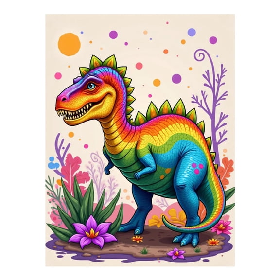 Diamond Art Kits for Adults - 5d Rainbow Dinosaur Garden Scene Diamond Painting for Adults, Diamond Art for Adults Beginners, Diamond Painting Kits for Adults for Home Wall Decor