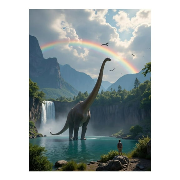 Diamond Art Kits for Adults - 5d Rainbow Dinosaur Waterfall Scene Diamond Painting for Adults, Diamond Art for Adults Beginners, Diamond Painting Kits for Adults for Home Wall Decor