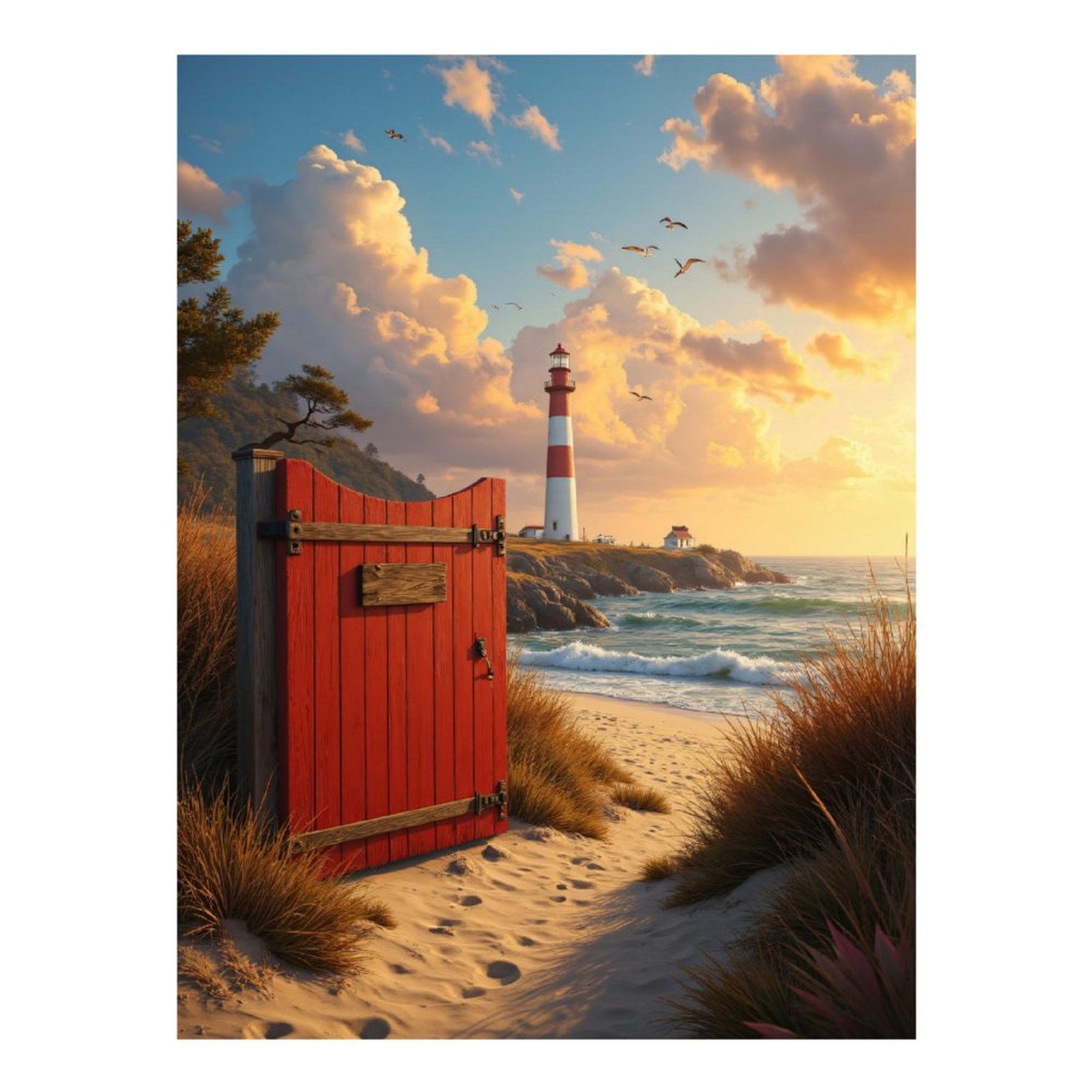 Diamond Art Kits for Adults - 5d Red Door Coastal Lighthouse Scene Diamond Painting for Adults, Diamond Art for Adults Beginners, Diamond Painting Kits for Adults for Home Wall Decor