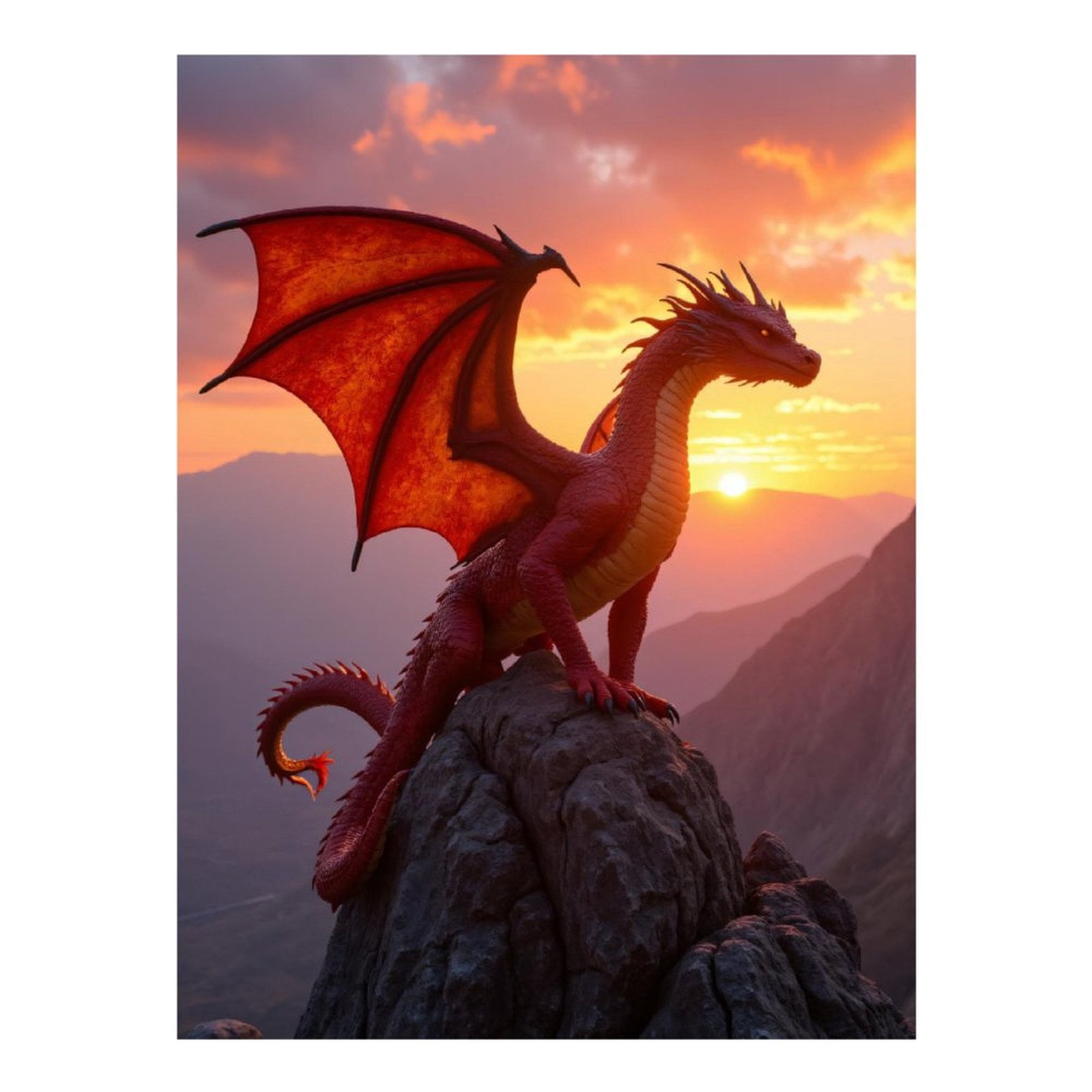 Diamond Art Kits for Adults - 5d Red Dragon Sunset Silhouette Diamond Painting for Adults, Diamond Art for Adults Beginners, Diamond Painting Kits for Adults for Home Wall Decor