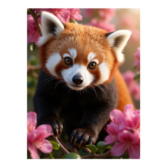 Diamond Art Kits for Adults - 5d Red Panda Among Pink Flowers Diamond Painting for Adults, Diamond Art for Adults Beginners, Diamond Painting Kits for Adults for Home Wall Decor