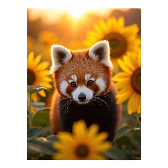 Diamond Art Kits for Adults - 5d Red Panda Among Sunflowers Sunset Diamond Painting for Adults, Diamond Art for Adults Beginners, Diamond Painting Kits for Adults for Home Wall Decor
