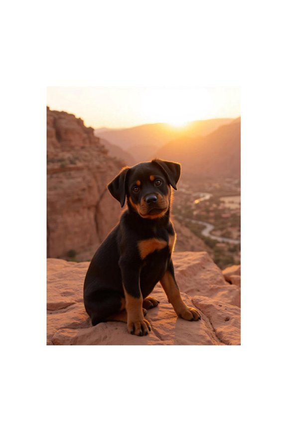 Diamond Art Kits for Adults - 5d Rottweiler Puppy Sunset Desert Diamond Painting for Adults, Diamond Art for Adults Beginners, Diamond Painting Kits for Adults for Home Wall Decor