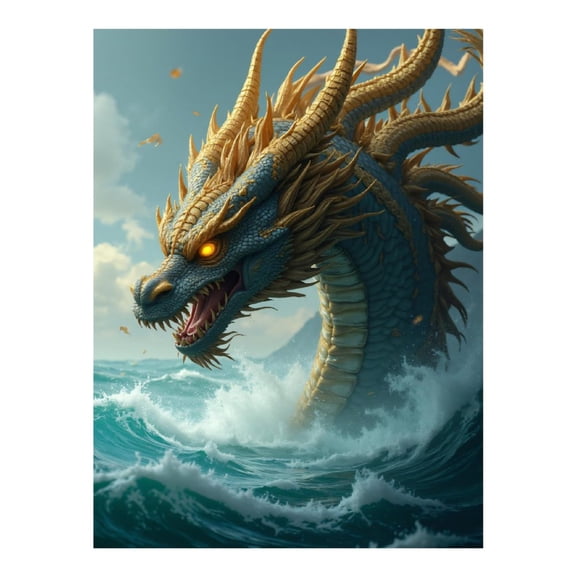 Diamond Art Kits for Adults - 5d Seascape Majestic Water Serpent Diamond Painting for Adults, Diamond Art for Adults Beginners, Frameless Diamond Painting Kits for Adults for Home Wall Decor
