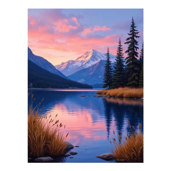 Diamond Art Kits for Adults - 5d Serene Mountain Lake Sunset Sky Diamond Painting for Adults, Diamond Art for Adults Beginners, Diamond Painting Kits for Adults for Home Wall Decor