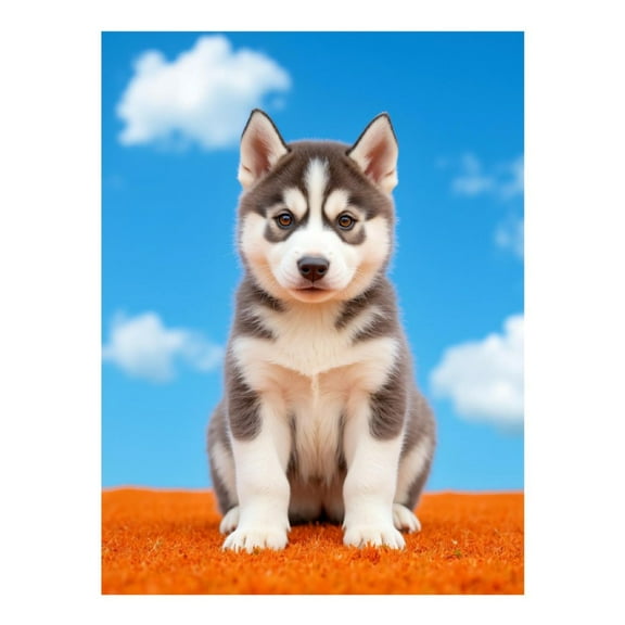 Diamond Art Kits for Adults - 5d Siberian Husky Puppy Autumn Sky Diamond Painting for Adults, Diamond Art for Adults Beginners, Diamond Painting Kits for Adults for Home Wall Decor