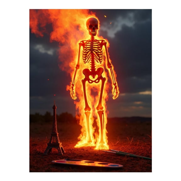 Diamond Art Kits for Adults - 5d Skeleton In Flames With Miniature Tower Diamond Painting for Adults, Diamond Art for Adults Beginners, Diamond Painting Kits for Adults for Home Wall Decor