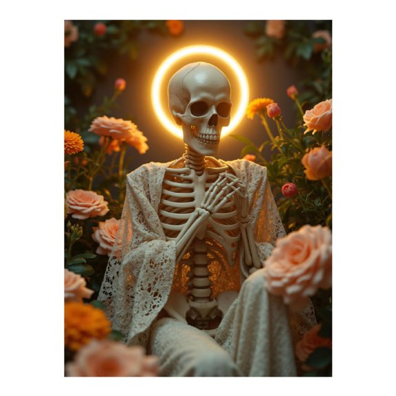 Diamond Art Kits for Adults - 5d Skeleton With Flowers Draped Diamond Painting for Adults, Diamond Art for Adults Beginners, Diamond Painting Kits for Adults for Home Wall Decor