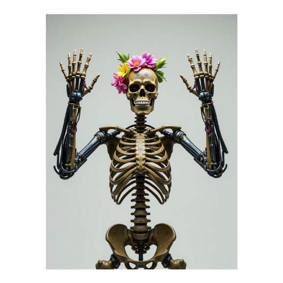 Diamond Art Kits for Adults - 5d Skeleton With Flowers And Mechanical Arms Diamond Painting for Adults, Diamond Art for Adults Beginners, Diamond Painting Kits for Adults for Home Wall Decor