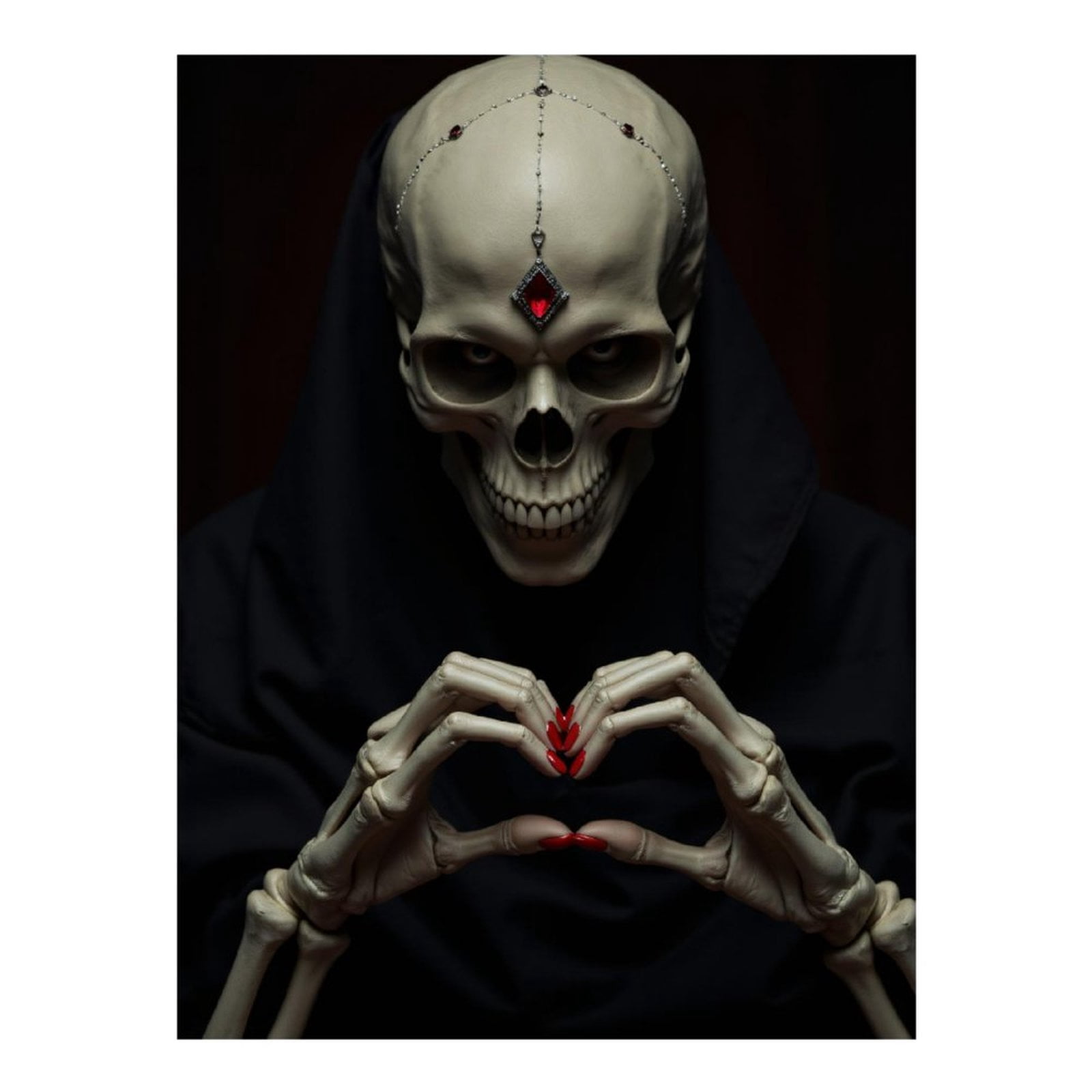 Diamond Art Kits for Adults - 5d Skeleton Hooded Red Gem Gesture Diamond Painting for Adults, Diamond Art for Adults Beginners, Diamond Painting Kits for Adults for Home Wall Decor