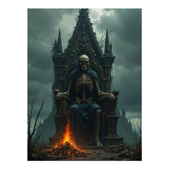 Diamond Art Kits for Adults - 5d Skeleton Throne Eerie Fire Mystical Diamond Painting for Adults, Diamond Art for Adults Beginners, Diamond Painting Kits for Adults for Home Wall Decor
