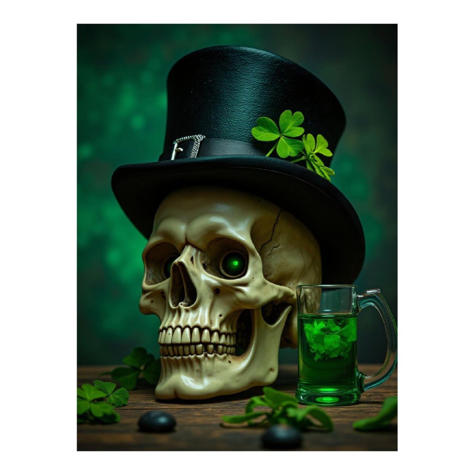 Diamond Art Kits for Adults - 5d Skull Top Hat Drink Green Diamond Painting for Adults, Diamond Art for Adults Beginners, Diamond Painting Kits for Adults for Home Wall Decor