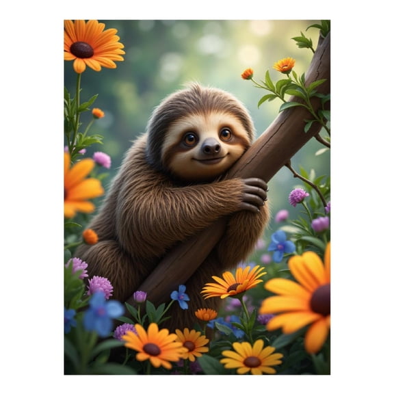 Diamond Art Kits for Adults - 5d Sloth In Colorful Flower Garden Diamond Painting for Adults, Diamond Art for Adults Beginners, Diamond Painting Kits for Adults for Home Wall Decor