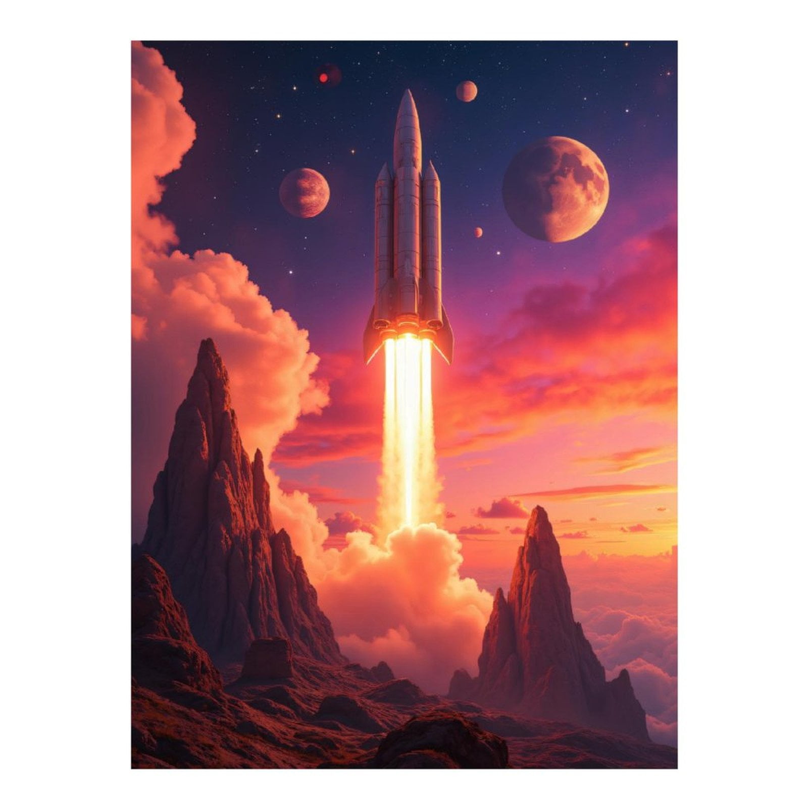 Diamond Art Kits for Adults - 5d Space Odyssey Rocket Launch Scene Diamond Painting for Adults, Diamond Art for Adults Beginners, Frameless Diamond Painting Kits for Adults for Home Wall Decor