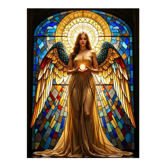 Diamond Art Kits for Adults - 5d Stained Glass Angelic Woman Art Diamond Painting for Adults, Diamond Art for Adults Beginners, Diamond Painting Kits for Adults for Home Wall Decor