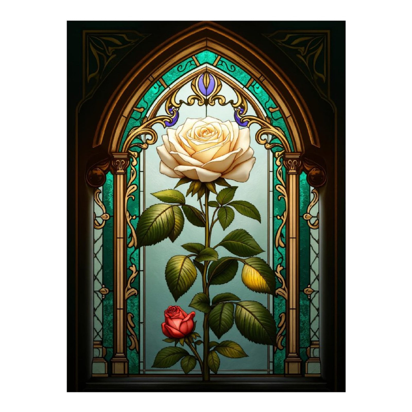 Diamond Art Kits for Adults - 5d Stained Glass Floral Art Deco Diamond Painting for Adults, Diamond Art for Adults Beginners, Diamond Painting Kits for Adults for Home Wall Decor