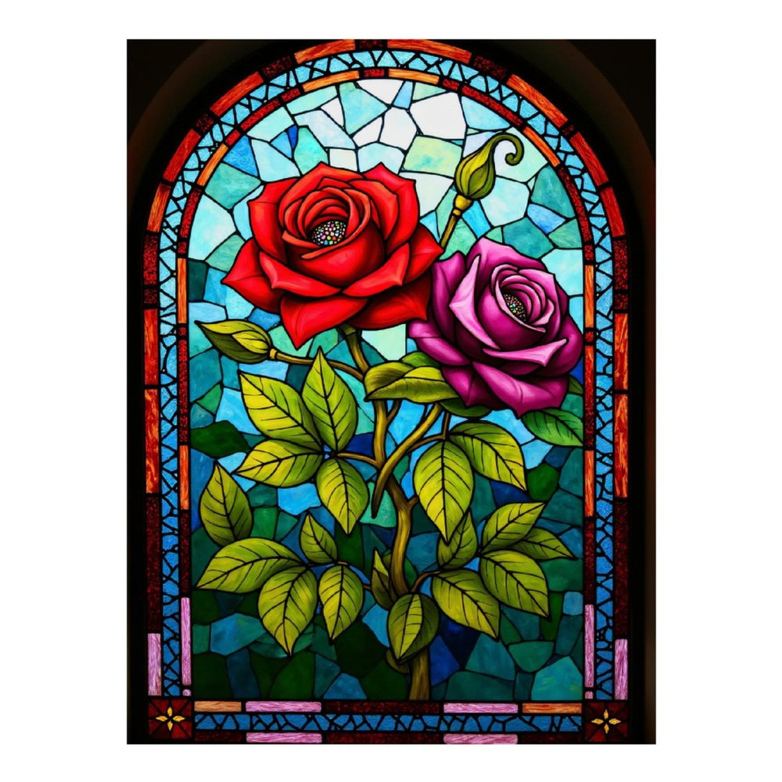 Diamond Art Kits for Adults - 5d Stained Glass Floral Beauty Diamond Painting for Adults, Diamond Art for Adults Beginners, Diamond Painting Kits for Adults for Home Wall Decor