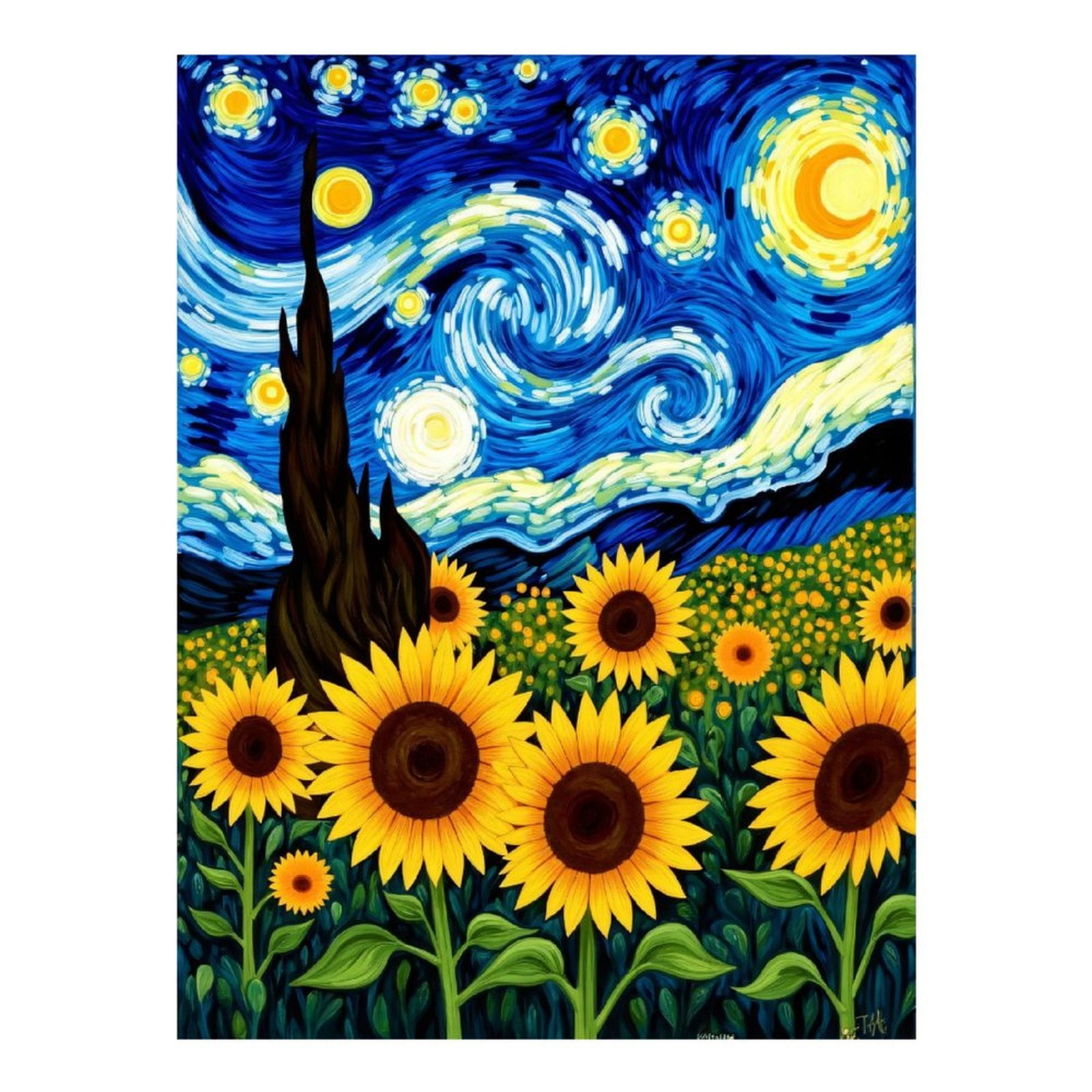 Diamond Art Kits for Adults - 5d Starry Night Sunflower Field Diamond Painting for Adults, Diamond Art for Adults Beginners, Diamond Painting Kits for Adults for Home Wall Decor