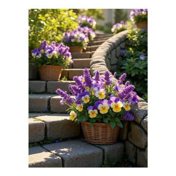 Diamond Art Kits for Adults - 5d Stone Steps Purple Floral Basket Diamond Painting for Adults, Diamond Art for Adults Beginners, Diamond Painting Kits for Adults for Home Wall Decor