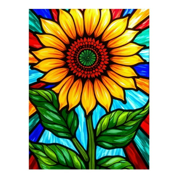 Diamond Art Kits for Adults - 5d Sunflower Stained Glass Art Diamond Painting for Adults, Diamond Art for Adults Beginners, Diamond Painting Kits for Adults for Home Wall Decor