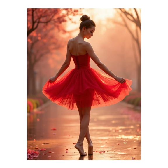 Diamond Art Kits for Adults - 5d Sunset Ballet Red Dress Dancer Diamond Painting for Adults, Diamond Art for Adults Beginners, Diamond Painting Kits for Adults for Home Wall Decor