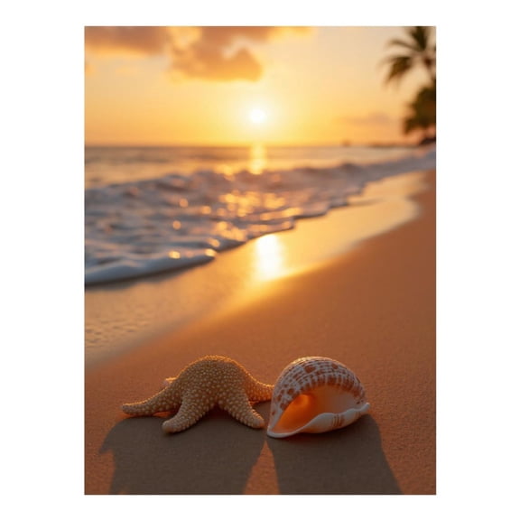 Diamond Art Kits for Adults - 5d Sunset Beach Starfish Shell Diamond Painting for Adults, Diamond Art for Adults Beginners, Diamond Painting Kits for Adults for Home Wall Decor
