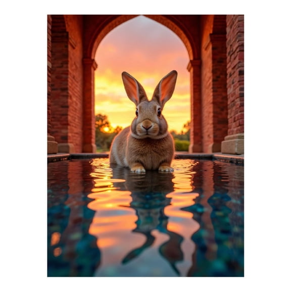 Diamond Art Kits for Adults - 5d Sunset Bunny Reflections Pool Archway Diamond Painting for Adults, Diamond Art for Adults Beginners, Frameless Diamond Painting Kits for Adults for Home Wall Decor