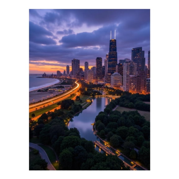 Diamond Art Kits for Adults - 5d Sunset Cityscape Lakefront Skyline Diamond Painting for Adults, Diamond Art for Adults Beginners, Diamond Painting Kits for Adults for Home Wall Decor