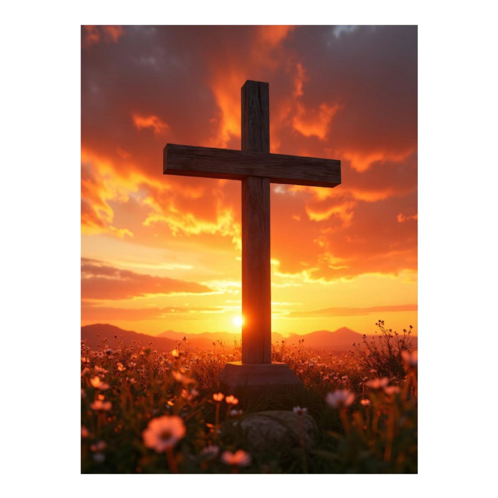 Diamond Art Kits for Adults - 5d Sunset Cross Field Blossoms Diamond Painting for Adults, Diamond Art for Adults Beginners, Diamond Painting Kits for Adults for Home Wall Decor