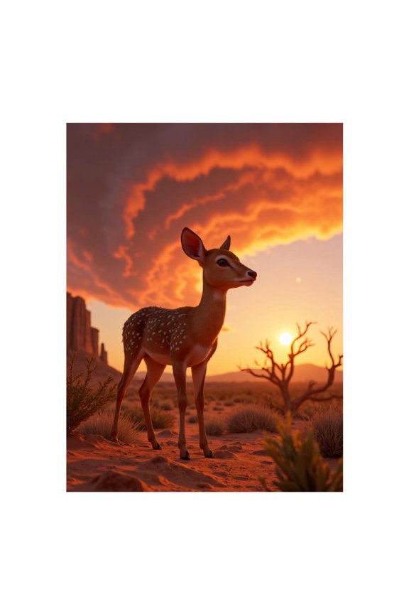 Diamond Art Kits for Adults - 5d Sunset Deer Desert Landscape Diamond Painting for Adults, Diamond Art for Adults Beginners, Diamond Painting Kits for Adults for Home Wall Decor