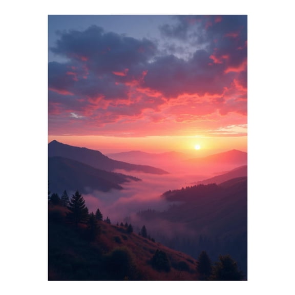 Diamond Art Kits for Adults - 5d Sunset Over Misty Mountain Peaks Diamond Painting for Adults, Diamond Art for Adults Beginners, Diamond Painting Kits for Adults for Home Wall Decor