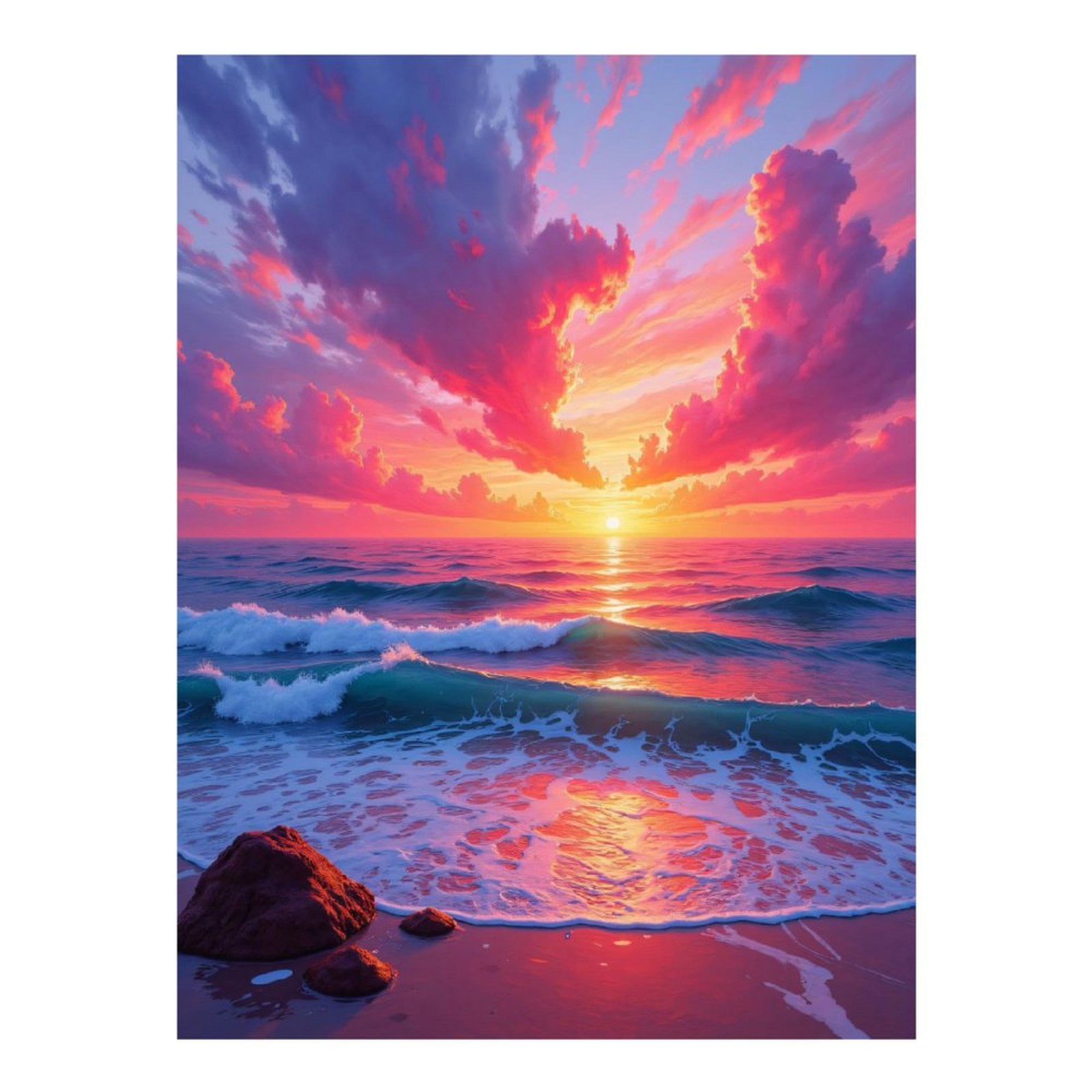 Diamond Art Kits for Adults - 5d Sunset Ocean Waves Beach Serenity ...