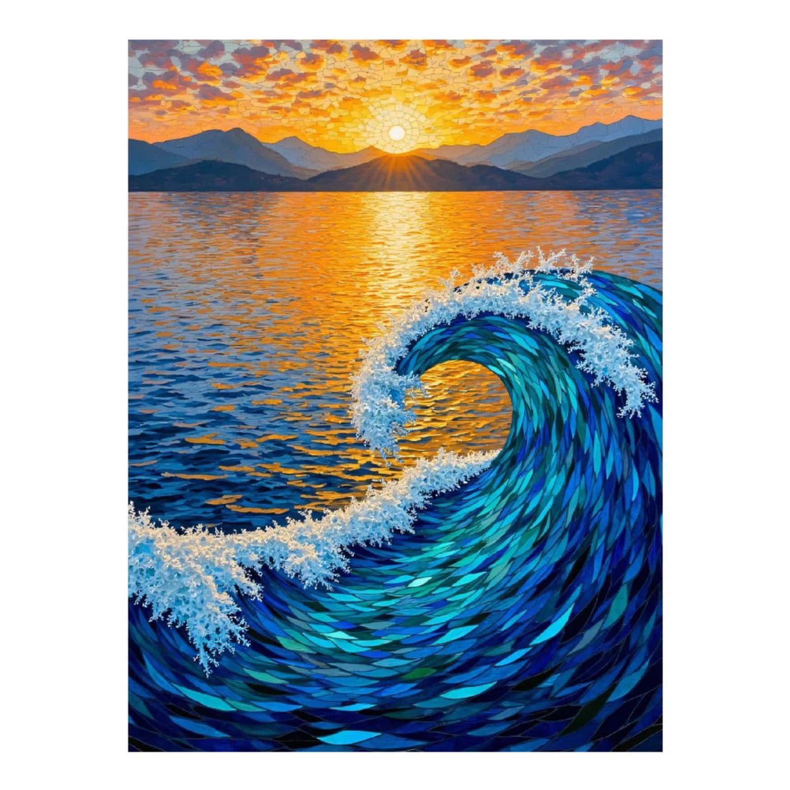 Diamond Art Kits for Adults - 5d Sunset Wave Ocean Reflection Diamond ...