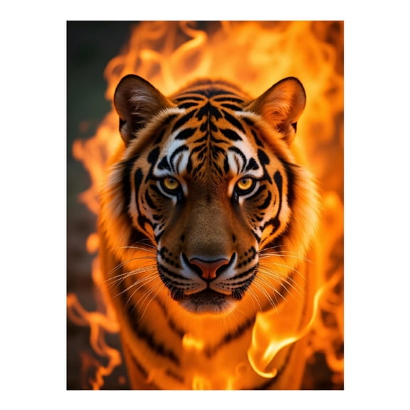 Diamond Art Kits for Adults - 5d Tiger Flames Majestic Fiery Stare Diamond Painting for Adults, Diamond Art for Adults Beginners, Diamond Painting Kits for Adults for Home Wall Decor