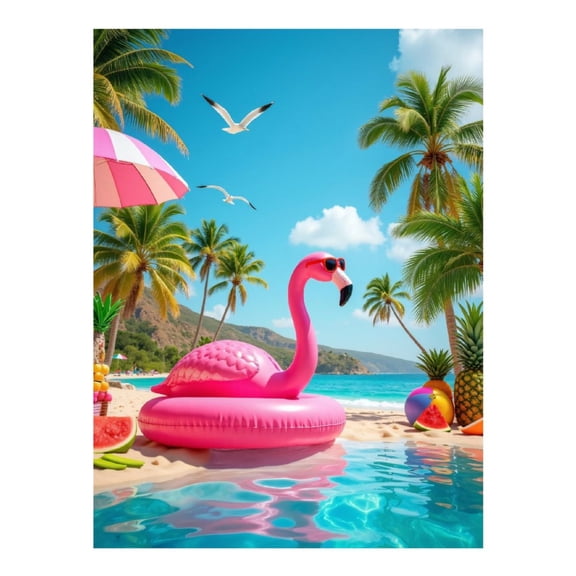 Diamond Art Kits for Adults - 5d Tropical Beach Flamingo Pool Float Diamond Painting for Adults, Diamond Art for Adults Beginners, Diamond Painting Kits for Adults for Home Wall Decor