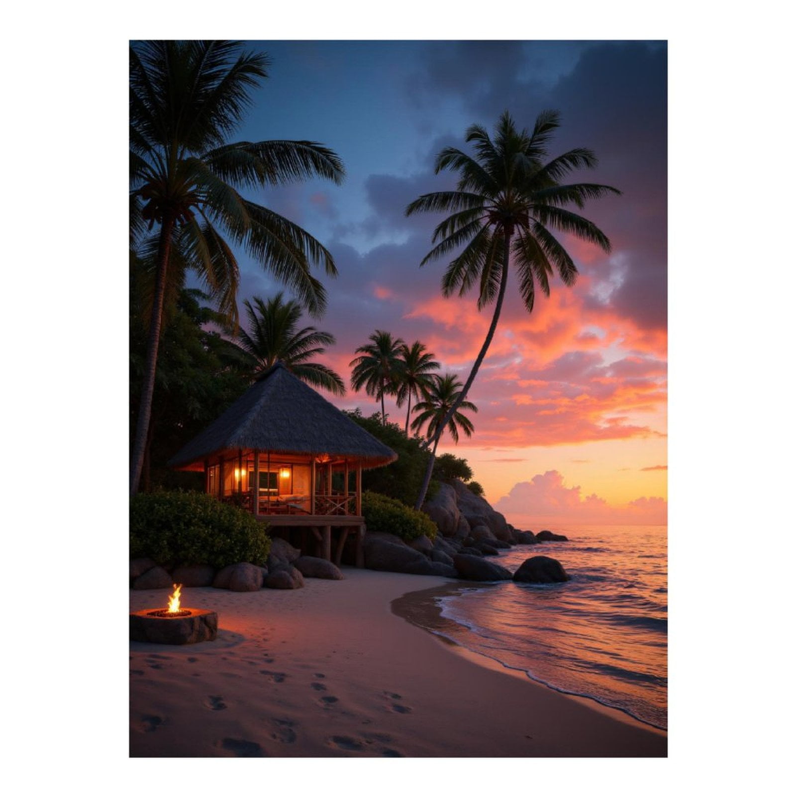 Diamond Art Kits for Adults - 5d Tropical Sunset Beach Hut Scene ...