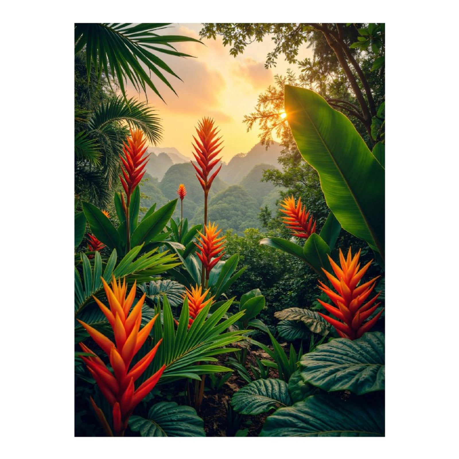 Diamond Art Kits for Adults - 5d Tropical Sunset Jungle Bloom Diamond Painting for Adults, Diamond Art for Adults Beginners, Diamond Painting Kits for Adults for Home Wall Decor