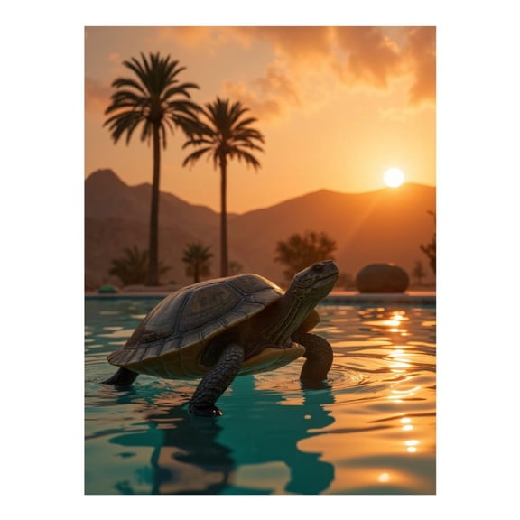 Diamond Art Kits for Adults - 5d Turtle Sunset Silhouette Desert Pool Diamond Painting for Adults, Diamond Art for Adults Beginners, Diamond Painting Kits for Adults for Home Wall Decor