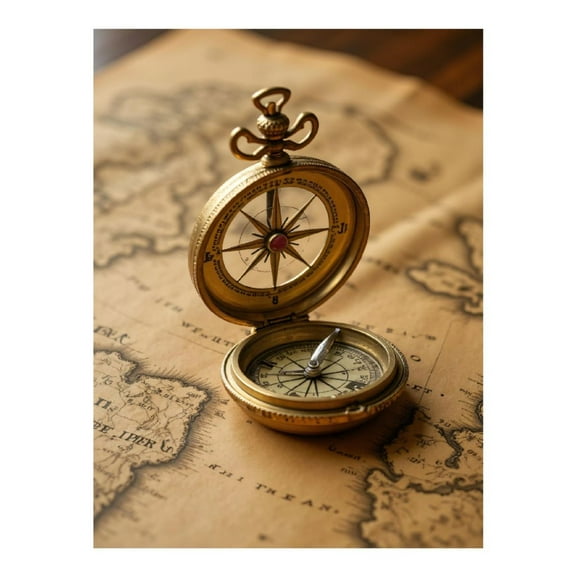 Diamond Art Kits for Adults - 5d Vintage Compass On Old Map Diamond Painting for Adults, Diamond Art for Adults Beginners, Diamond Painting Kits for Adults for Home Wall Decor