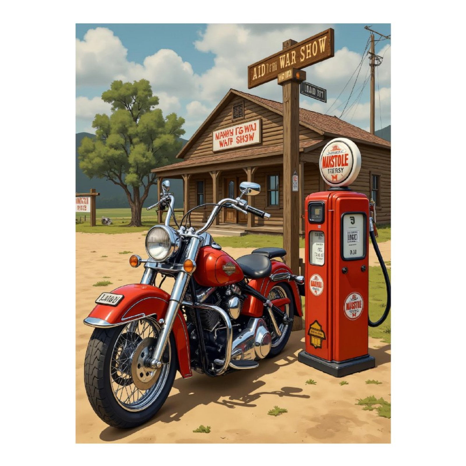 Diamond Art Kits for Adults - 5d Vintage Motorcycle Gas Stop Diamond Painting for Adults, Diamond Art for Adults Beginners, Diamond Painting Kits for Adults for Home Wall Decor