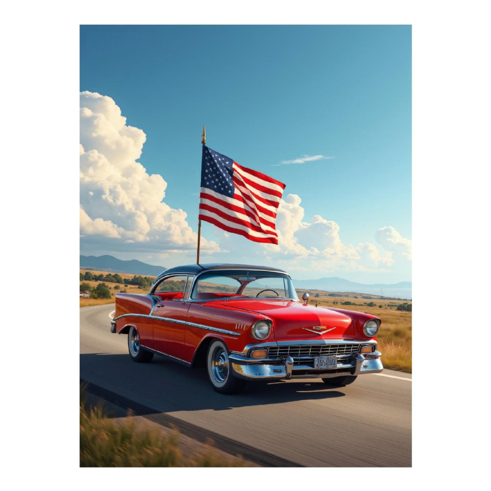 Diamond Art Kits for Adults - 5d Vintage Red Car American Flag Diamond Painting for Adults, Diamond Art for Adults Beginners, Diamond Painting Kits for Adults for Home Wall Decor