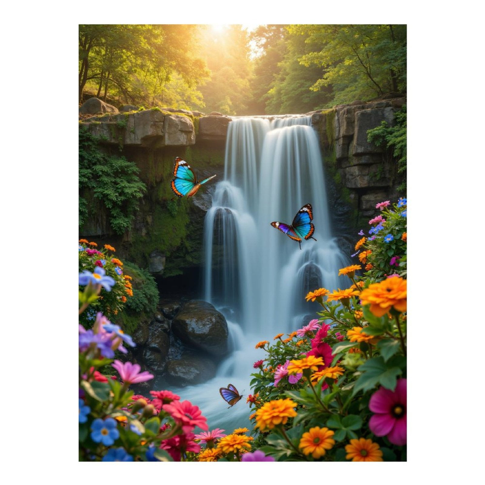 Diamond Art Kits for Adults - 5d Waterfall Butterflies Floral Paradise Diamond Painting for Adults, Diamond Art for Adults Beginners, Diamond Painting Kits for Adults for Home Wall Decor