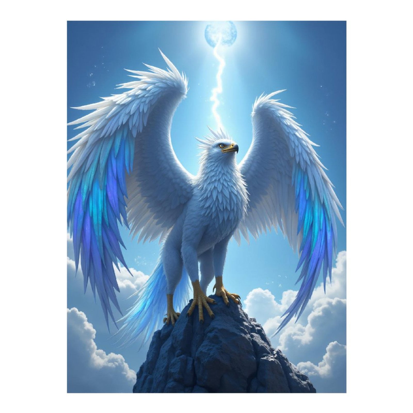 Diamond Art Kits for Adults - 5d White Majestic Bird On Rock Diamond Painting for Adults, Diamond Art for Adults Beginners, Diamond Painting Kits for Adults for Home Wall Decor