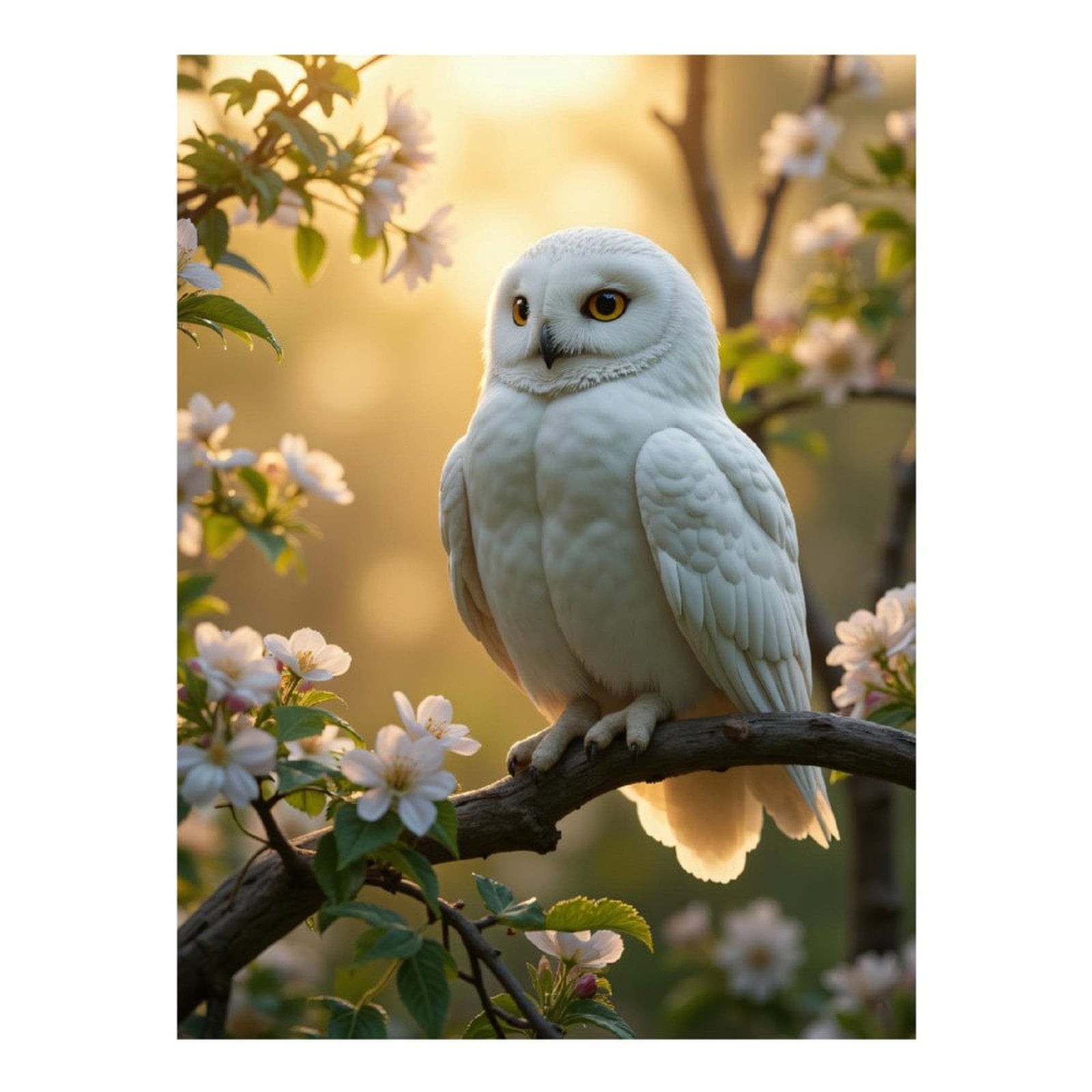 Diamond Art Kits for Adults - 5d White Owl In Blossom Tree Diamond Painting for Adults, Diamond Art for Adults Beginners, Diamond Painting Kits for Adults for Home Wall Decor