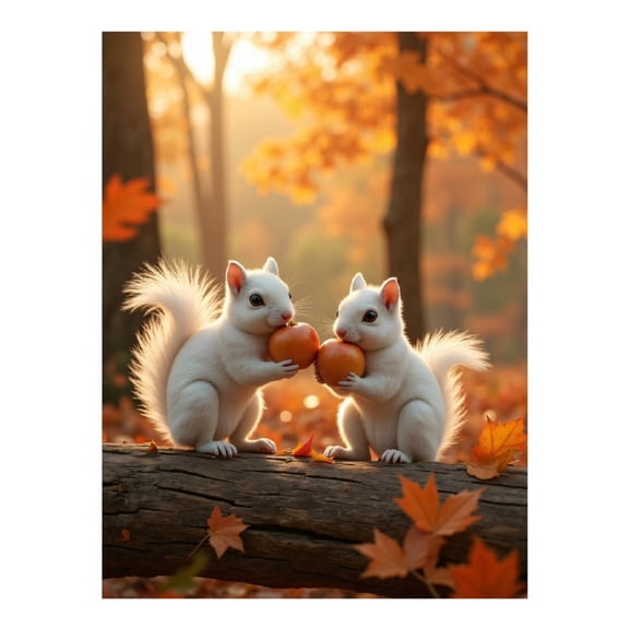 Diamond Art Kits for Adults - 5d White Squirrels Autumn Forest Scene Diamond Painting for Adults, Diamond Art for Adults Beginners, Diamond Painting Kits for Adults for Home Wall Decor