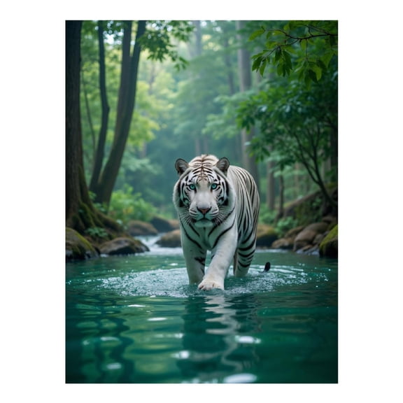 Diamond Art Kits for Adults - 5d White Tiger Water Forest Serenity Diamond Painting for Adults, Diamond Art for Adults Beginners, Diamond Painting Kits for Adults for Home Wall Decor