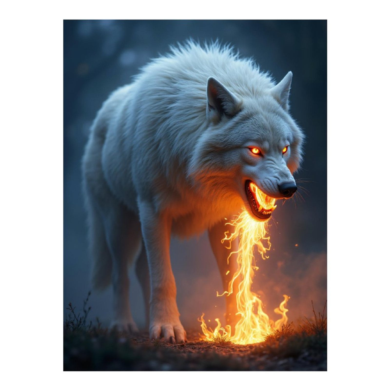 Diamond Art Kits for Adults - 5d White Wolf Flames Glowing Eyes Forest Diamond Painting for Adults, Diamond Art for Adults Beginners, Diamond Painting Kits for Adults for Home Wall Decor