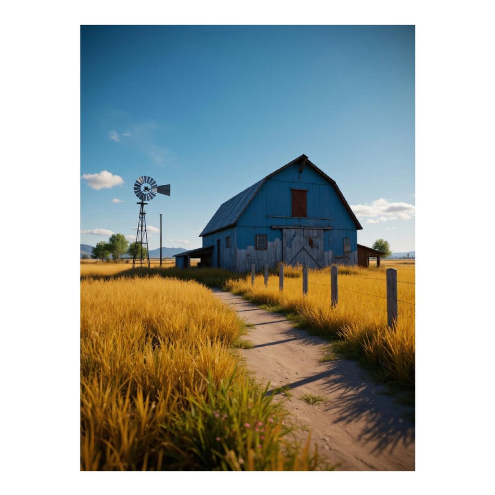 Diamond Art Kits for Adults - 5d Windmill Blue Barn Golden Field ...